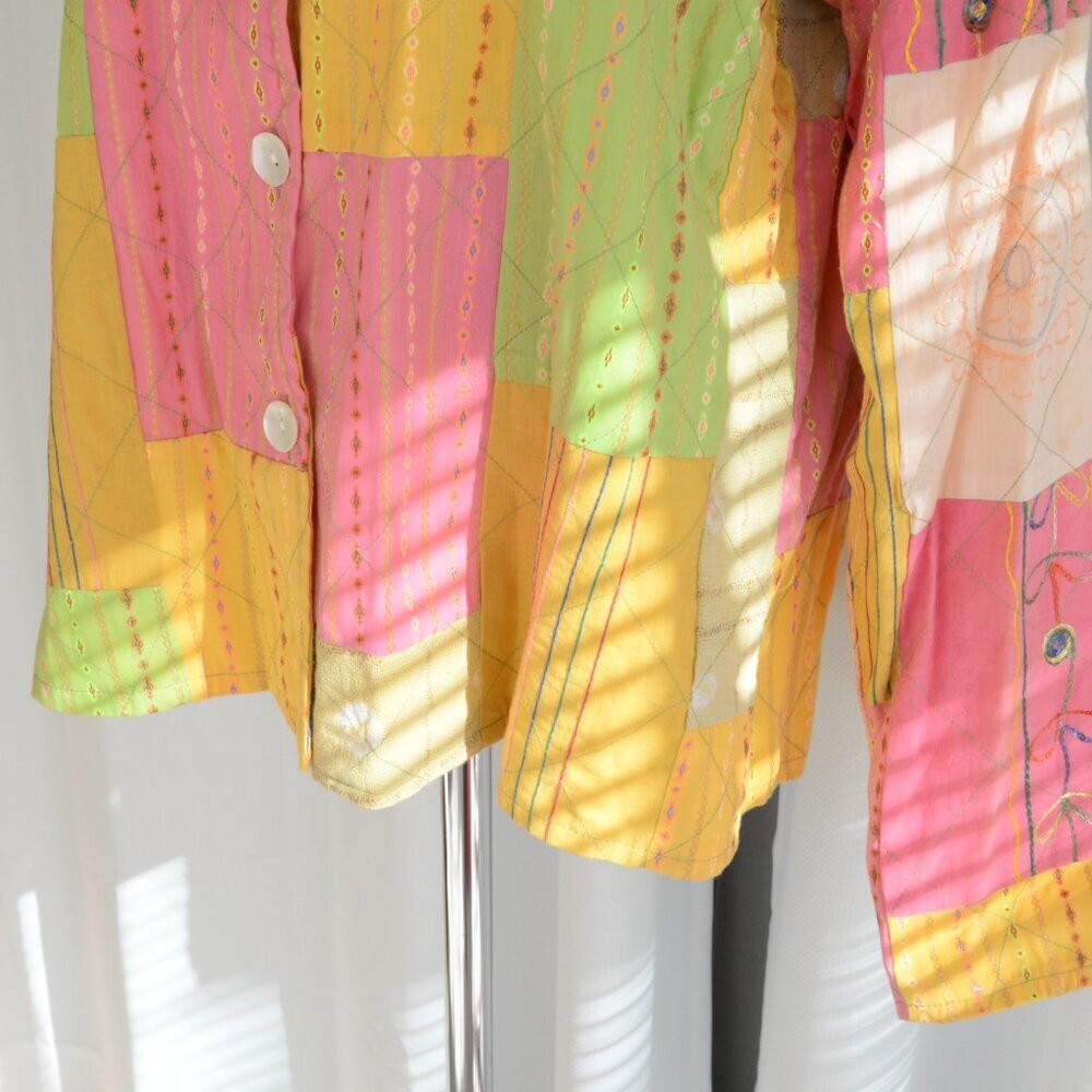 NWT April Cornell Vintage Deadstock Embroidered Patchwork Shirt Sz XL - Picture 6 of 10